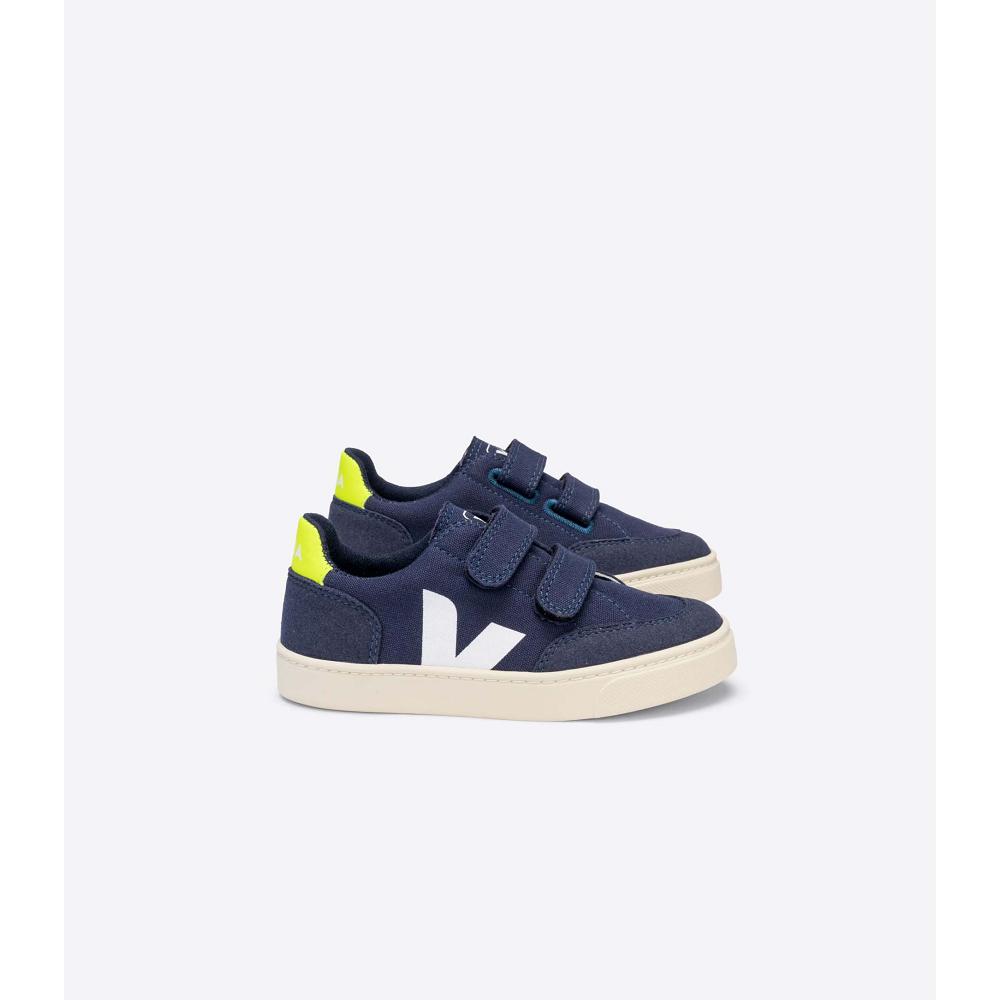 Kids\' Veja V-12 CANVAS Sneakers Blue | ZA 869WNB